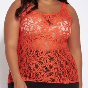 Ashley Stewart Orange Lace Tank Top
